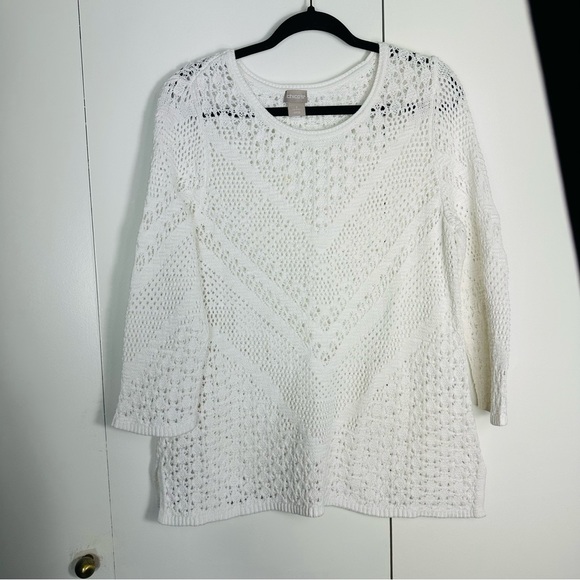 CHICOS white crochet cárdigan size L - Picture 7 of 11